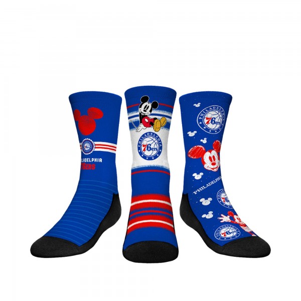 Три пары носков Mickey Mouse Philadelphia 76ers Rock Em Youth Disney Crew - Royal