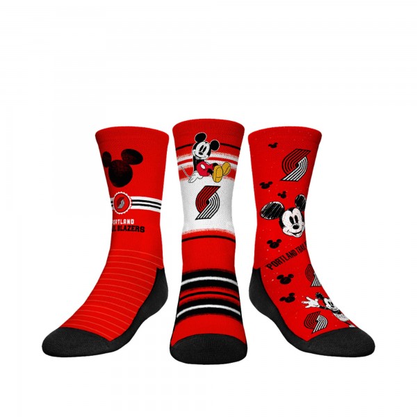 Три пары носков Mickey Mouse Portland Trail Blazers Rock Em Youth Disney Crew - Red