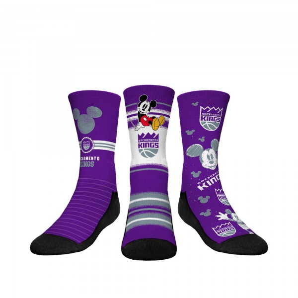Три пары носков Mickey Mouse Sacramento Kings Rock Em Youth Disney Crew - Purple
