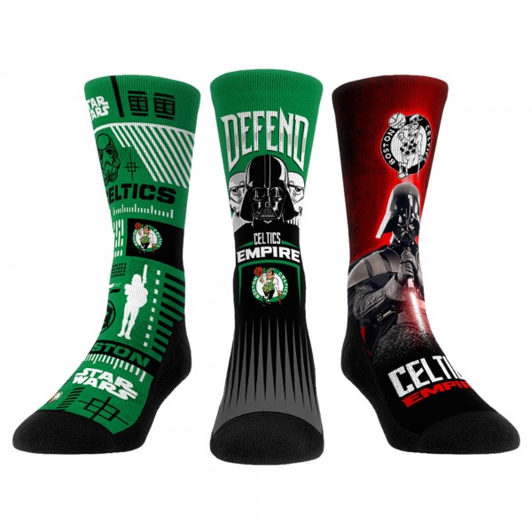 Три пары носков Darth Vader & Stormtrooper Boston Celtics Rock Em Unisex Star Wars - Kelly Green