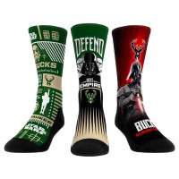 Три пары носков Darth Vader & Stormtrooper Milwaukee Bucks Rock Em Unisex Star Wars - Hunter Green