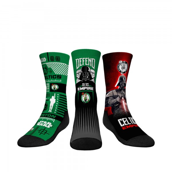 Носки Darth Vader & Stormtrooper Boston Celtics Rock Em Youth Three-Pack Star Wars Crew Set - Kelly Green