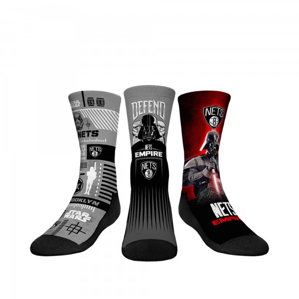 Три пары носков Darth Vader & Stormtrooper Brooklyn Nets Rock Em Youth Star Wars - Gray