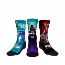 Три пары носков Darth Vader & Stormtrooper Charlotte Hornets Rock Em Youth Star Wars - Teal