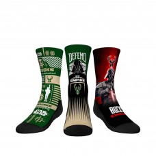 Три пары носков Darth Vader & Stormtrooper Milwaukee Bucks Rock Em Youth Star Wars - Hunter Green