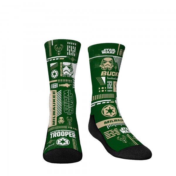 Три пары носков Darth Vader & Stormtrooper Milwaukee Bucks Rock Em Youth Star Wars - Hunter Green