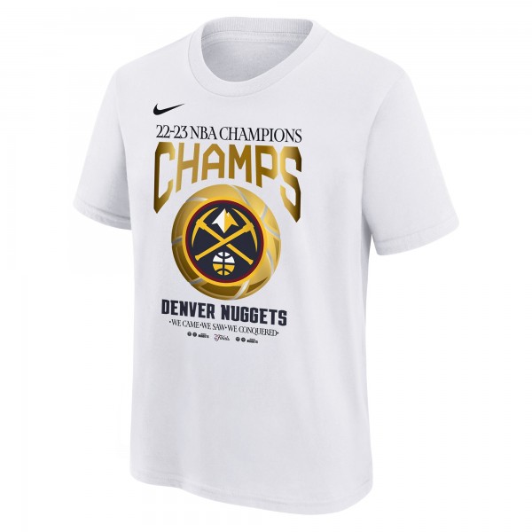Футболка Denver Nuggets Nike Youth 2023 NBA Finals Champions Celebration Roster - White