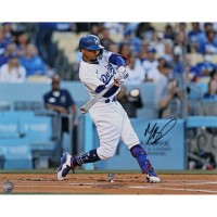 Mookie Betts Los Angeles Dodgers Autographed Fanatics Authentic 16 x 20 White Jersey Hitting Photograph