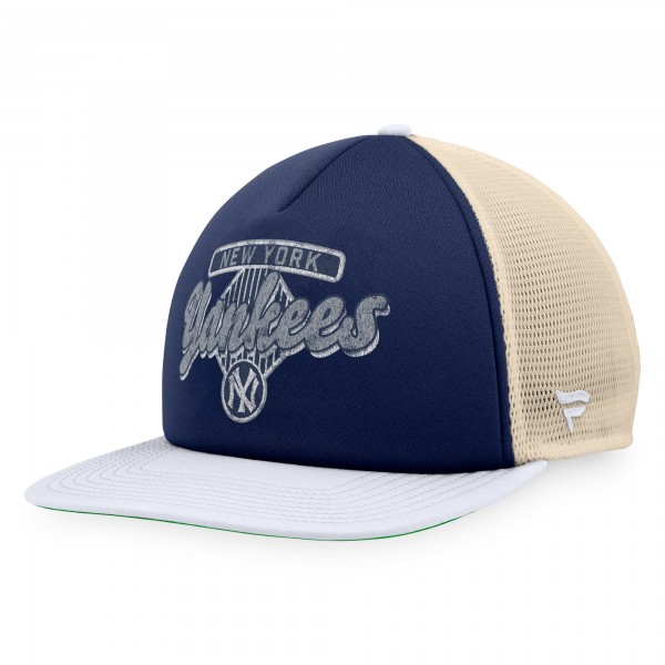 New York Yankees Fanatics Navy/White Cooperstown Collection Talley Foam Trucker Snapback Hat