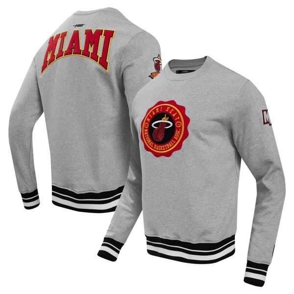 Miami Heat Pro Standard Heather Gray Crest Emblem Pullover Sweatshirt