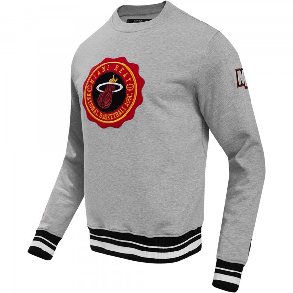 Miami Heat Pro Standard Heather Gray Crest Emblem Pullover Sweatshirt