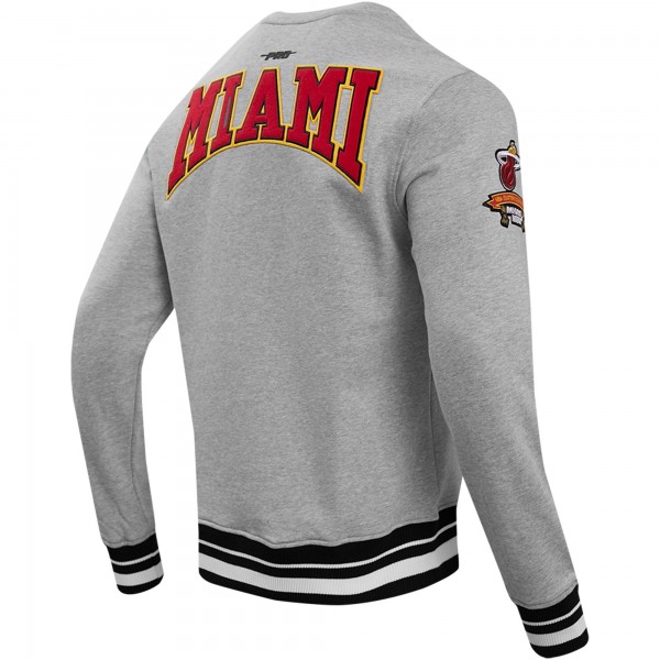Miami Heat Pro Standard Heather Gray Crest Emblem Pullover Sweatshirt