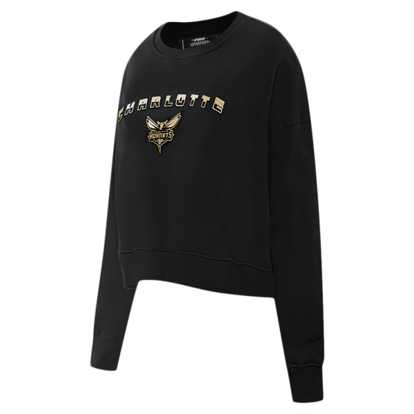 Женская свитшот Charlotte Hornets Pro Standard Black Glam Cropped Pullover