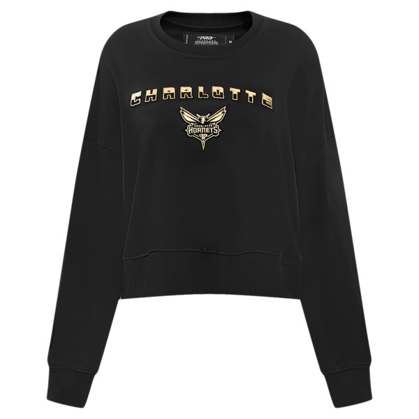 Женская свитшот Charlotte Hornets Pro Standard Black Glam Cropped Pullover