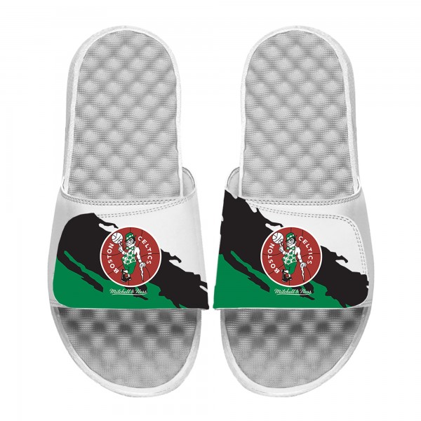 Шлепки Boston Celtics ISlide x Mitchell & Ness Youth Paint Stripe - White