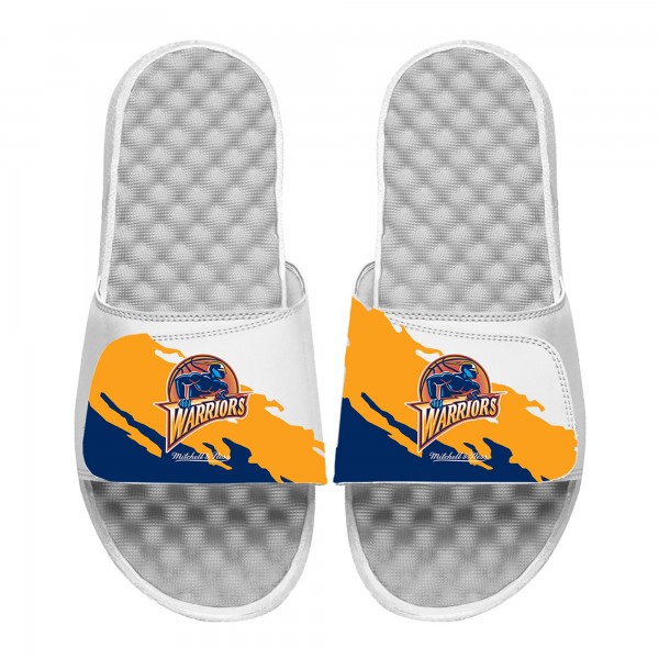 Шлепки Golden State Warriors ISlide x Mitchell & Ness Youth Paint Stripe - White
