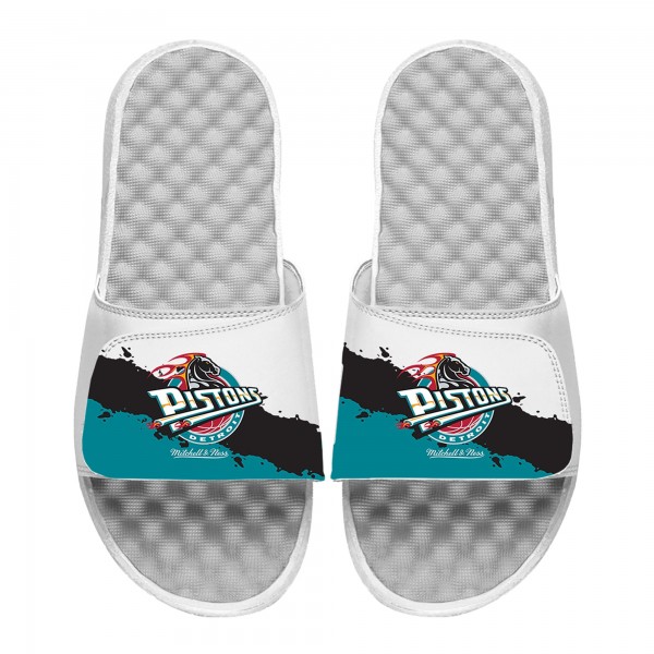 Шлепки Detroit Pistons ISlide x Mitchell & Ness Paint Stripe - White