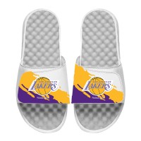 Шлепки Los Angeles Lakers ISlide x Mitchell & Ness White Paint Stripe