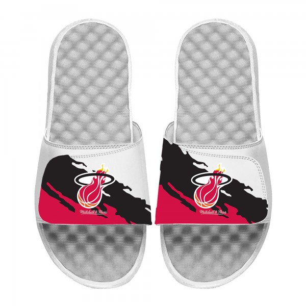 Шлепки Miami Heat ISlide x Mitchell & Ness Paint Stripe - White