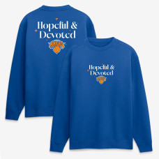 Свитшот New York Knicks Fanatics Blue Hopeful & Devoted Fleece Crew