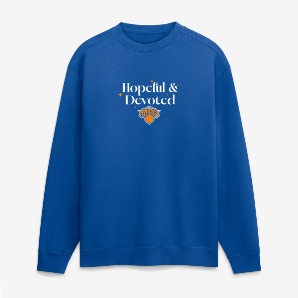 Свитшот New York Knicks Fanatics Blue Hopeful & Devoted Fleece Crew