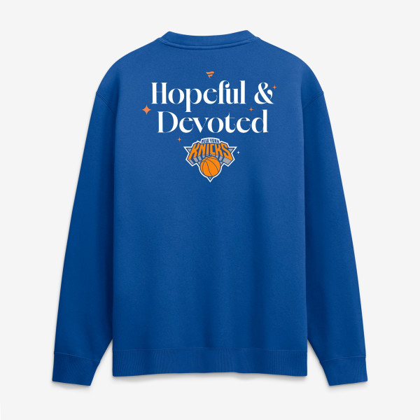 Свитшот New York Knicks Fanatics Blue Hopeful & Devoted Fleece Crew