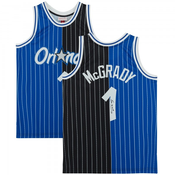 Tracy McGrady Orlando Magic Fanatics Authentic Autographed Black and Blue Split Mitchell & Ness 2003-04 Swingman Jersey