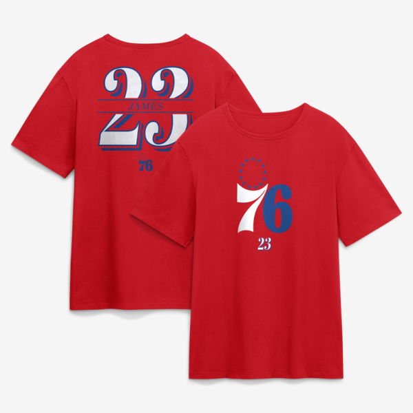Футболка Philadelphia 76ers LeBron James Fanatics Red In The Paint Name & Number