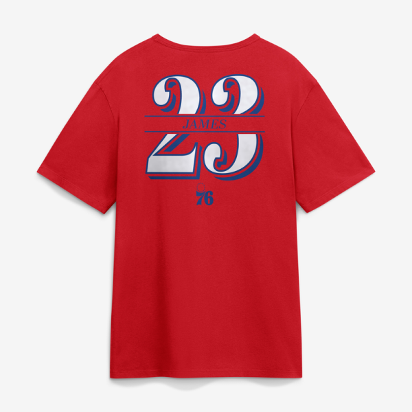 Футболка Philadelphia 76ers LeBron James Fanatics Red In The Paint Name & Number
