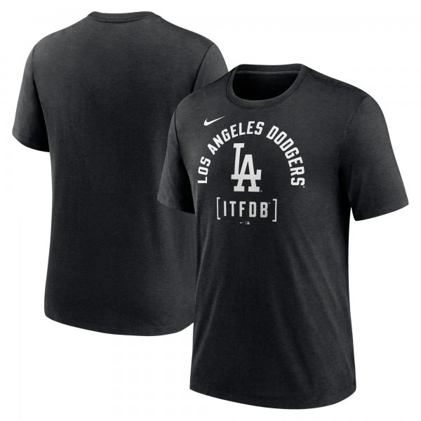 Los Angeles Dodgers Nike Heather Black Swing Big Tri-Blend T-Shirt