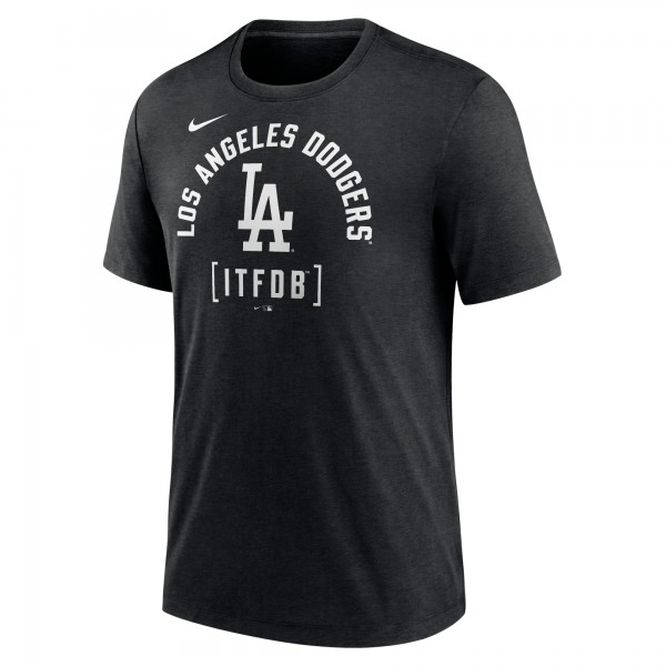 Los Angeles Dodgers Nike Heather Black Swing Big Tri-Blend T-Shirt