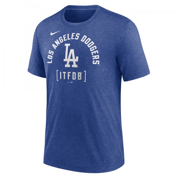 Los Angeles Dodgers Nike Heather Royal Swing Big Tri-Blend T-Shirt