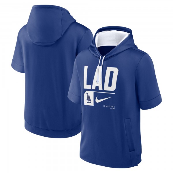 Los Angeles Dodgers Nike Royal Tri Code Lockup Short Sleeve Pullover Hoodie