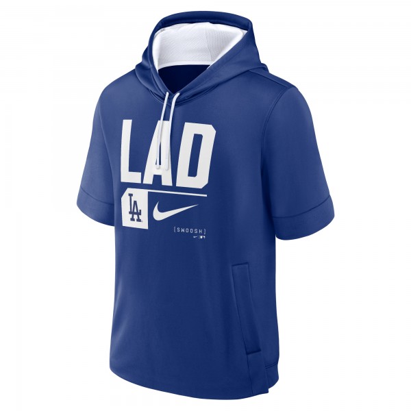 Los Angeles Dodgers Nike Royal Tri Code Lockup Short Sleeve Pullover Hoodie