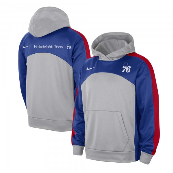 Philadelphia 76ers Nike Gray/Royal Authentic Starting Five Force Performance Pullover Hoodie