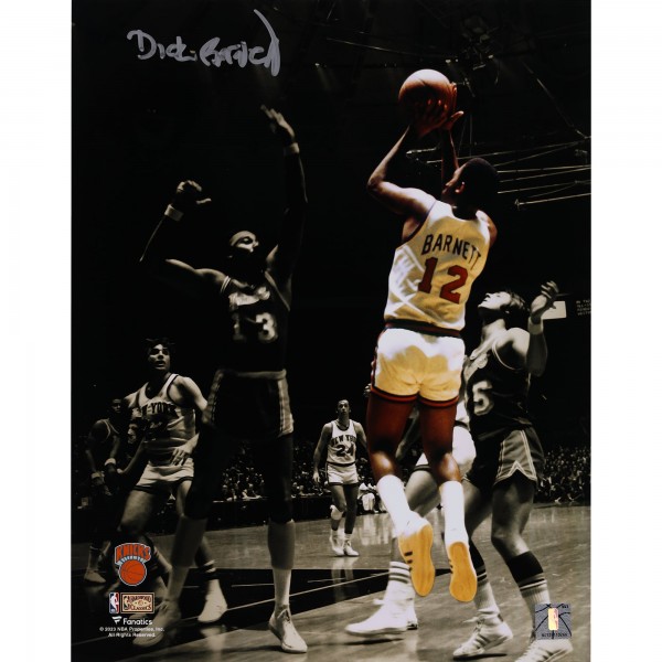 Dick Barnett New York Knicks Autographed Fanatics Authentic 11 x 14 Shooting vs. Bucks Photograph
