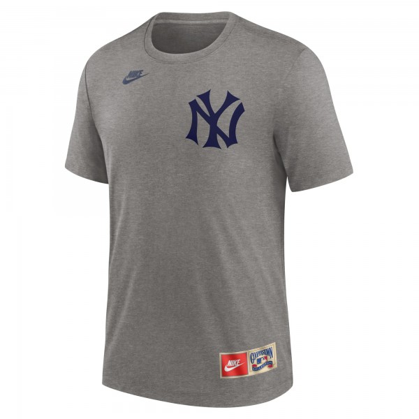 New York Yankees Babe Ruth Nike Heather Gray Cooperstown Collection Tri-Blend Name & Number T-Shirt