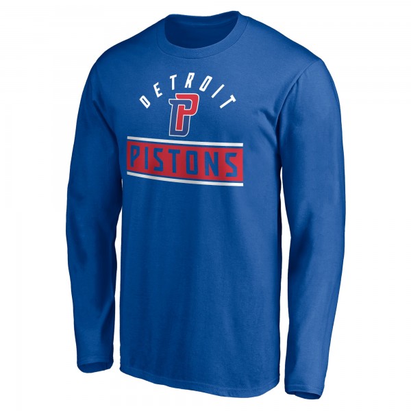 Detroit Pistons Blue Team Arch Knockout Long Sleeve T-Shirt