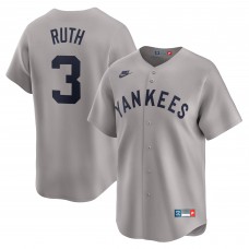 New York Yankees Babe Ruth Nike Gray Throwback Cooperstown Collection Limited Jersey