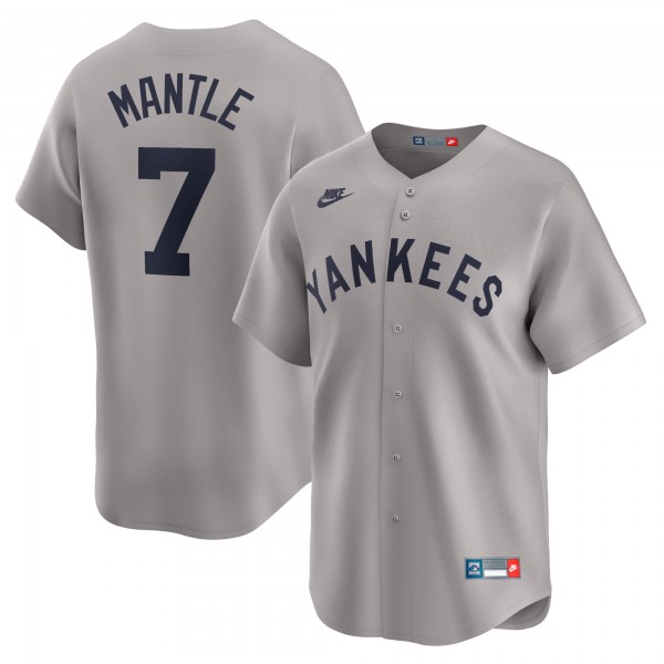 New York Yankees Mickey Mantle Nike Gray Throwback Cooperstown Collection Limited Jersey