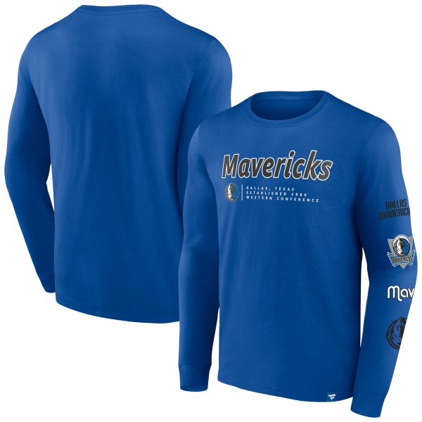 Футболка с длинным рукавом Dallas Mavericks Fanatics Baseline - Blue
