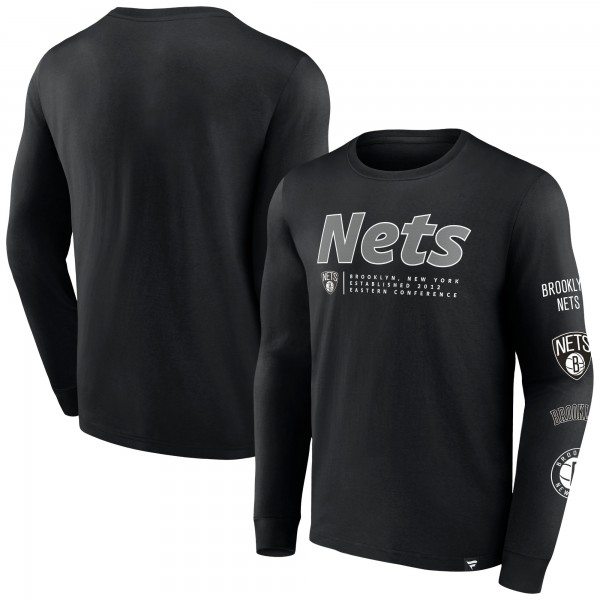 Футболка с длинным рукавом Brooklyn Nets Baseline - Black