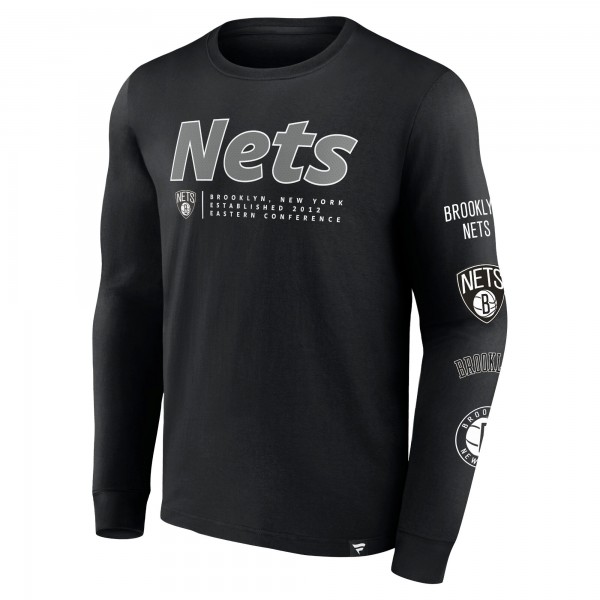 Футболка с длинным рукавом Brooklyn Nets Baseline - Black
