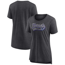 Женская футболка Charlotte Hornets Fanatics Heather Charcoal League Leader Tri-Blend