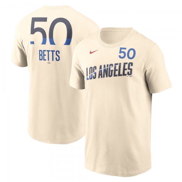 Los Angeles Dodgers Mookie Betts Nike Cream 2024 City Connect Fuse Name & Number T-Shirt