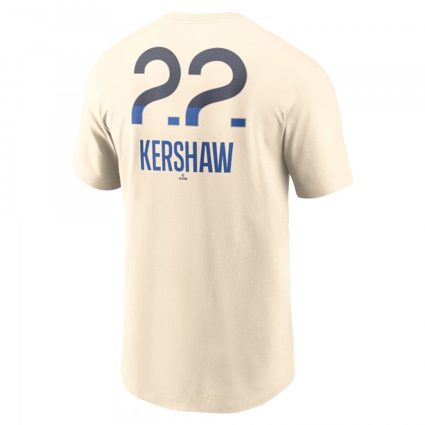 Los Angeles Dodgers Clayton Kershaw Nike Cream 2024 City Connect Fuse Name & Number T-Shirt