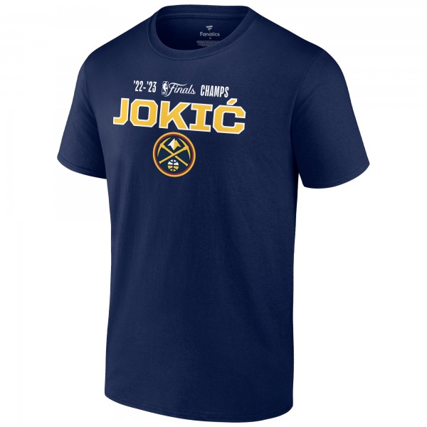 Чемпионская футболка Nikola Jokic Denver Nuggets 2023 NBA Finals Champions Dunk Name & Number - Navy