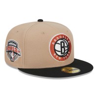 Бейсболка Brooklyn Nets New Era Burnt Orange Logo 2-Tone 59FIFTY Fitted - Tan/Black