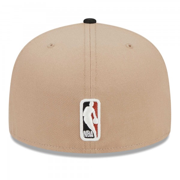 Бейсболка Brooklyn Nets New Era Burnt Orange Logo 2-Tone 59FIFTY Fitted - Tan/Black