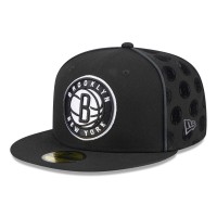 Бейсболка Brooklyn Nets New Era Piped & Flocked 59Fifty Fitted - Black